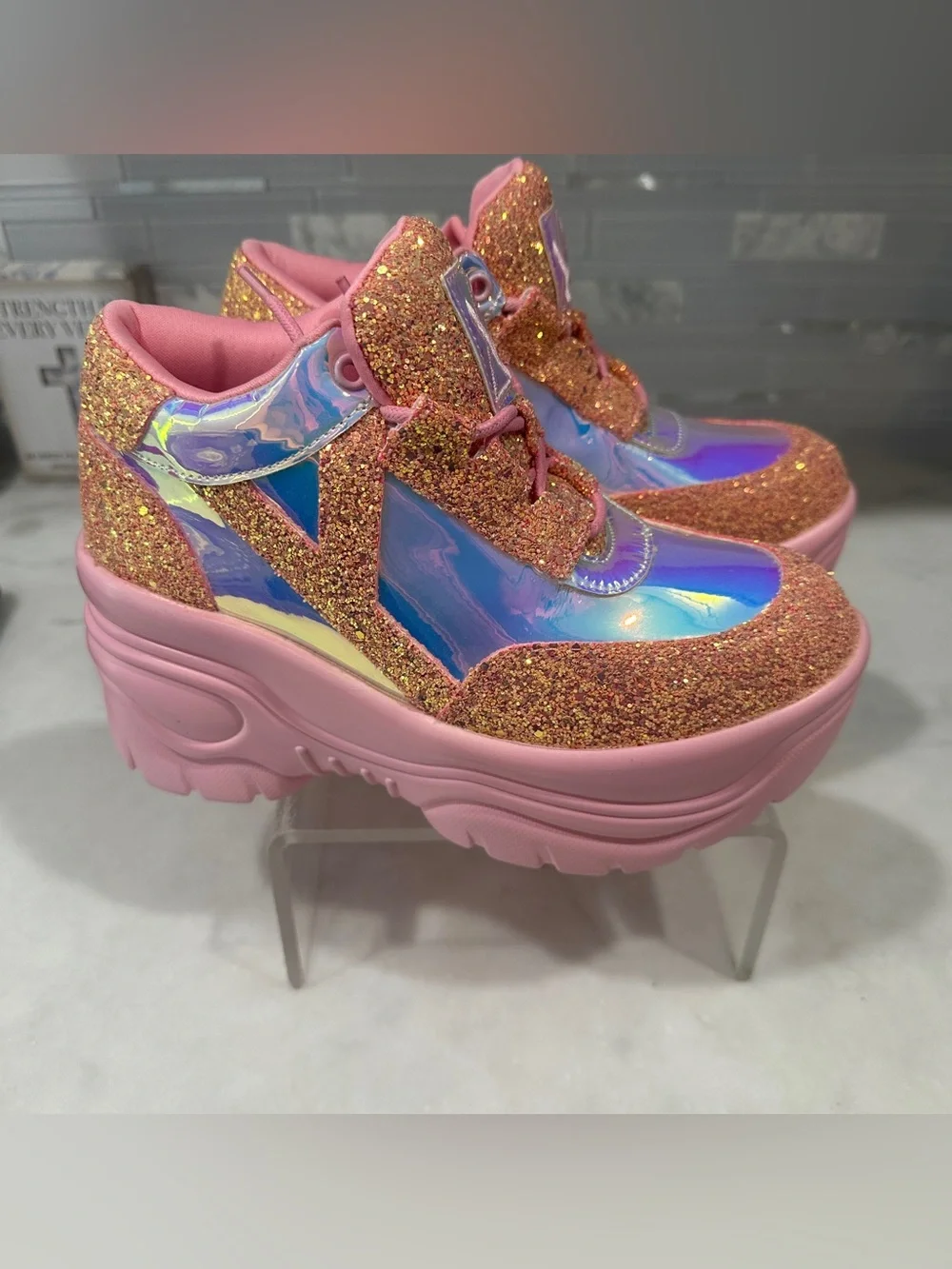 NWOT YRU Matrixx Pink Platform Sneakers | Size 6